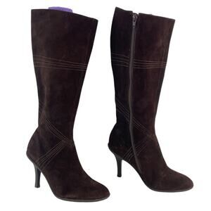 BCBGMAXAZRIA Brown Suede Leather Tall Heeled Boots Women’s Size Preowned